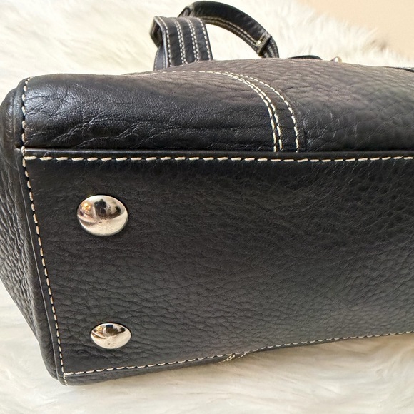 Coach Hampton F13961 Pebbled Leather Satchel Handbag Black - Picture 6 of 14